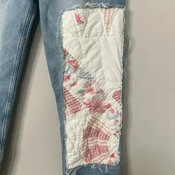 Mother x Carolyn Murphy Distressed Patchwork Tomcat Ankle Undone Jeans Size 27 - Picture 5 of 16